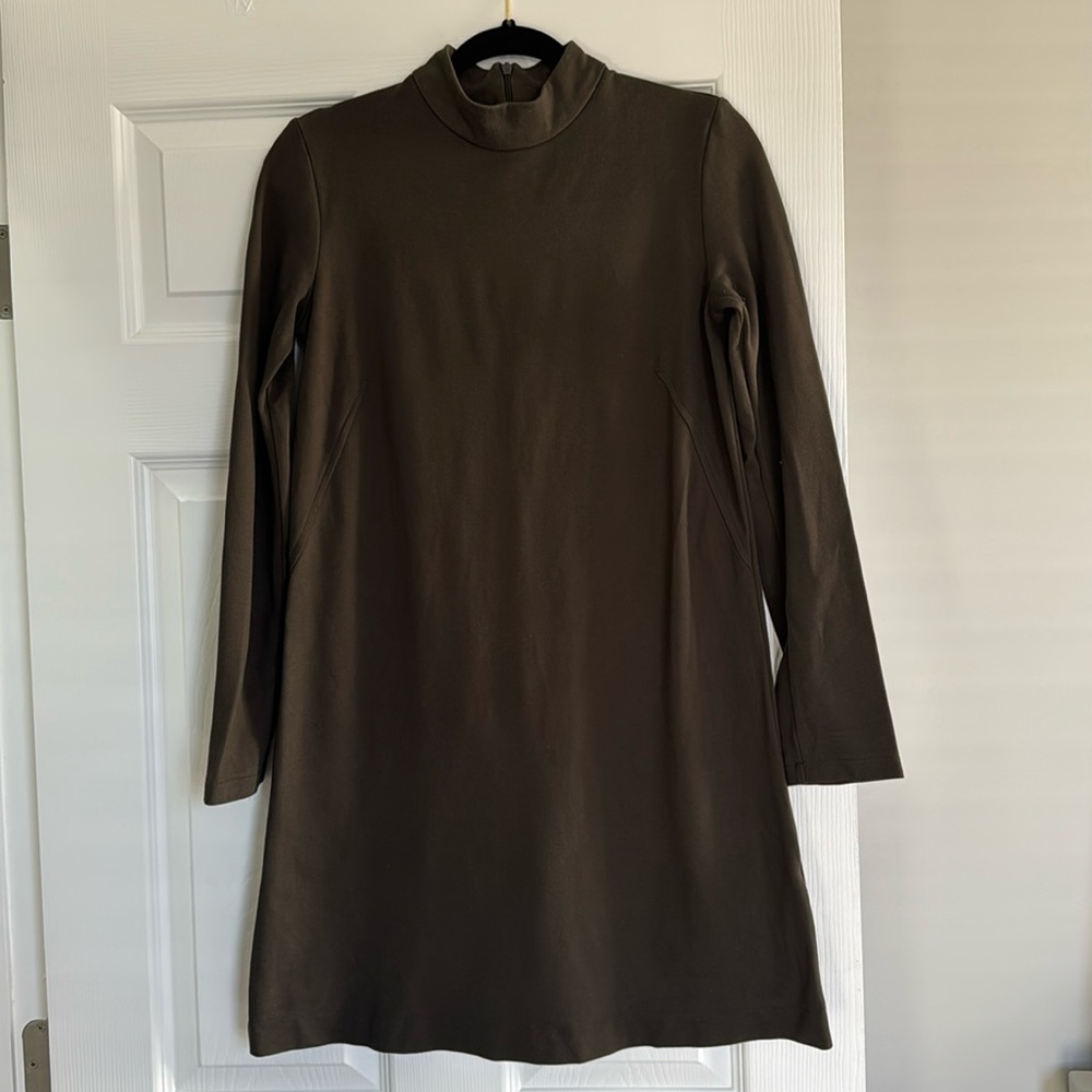 ZARA SIZE MEDIUM mock turtleneck dress green